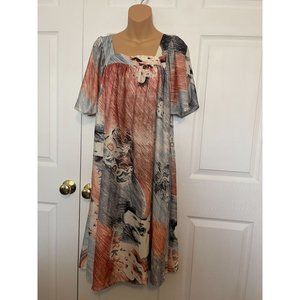 Vintage CYRK House Dress Nightgown Pencil Art Drawing Horses Size M L